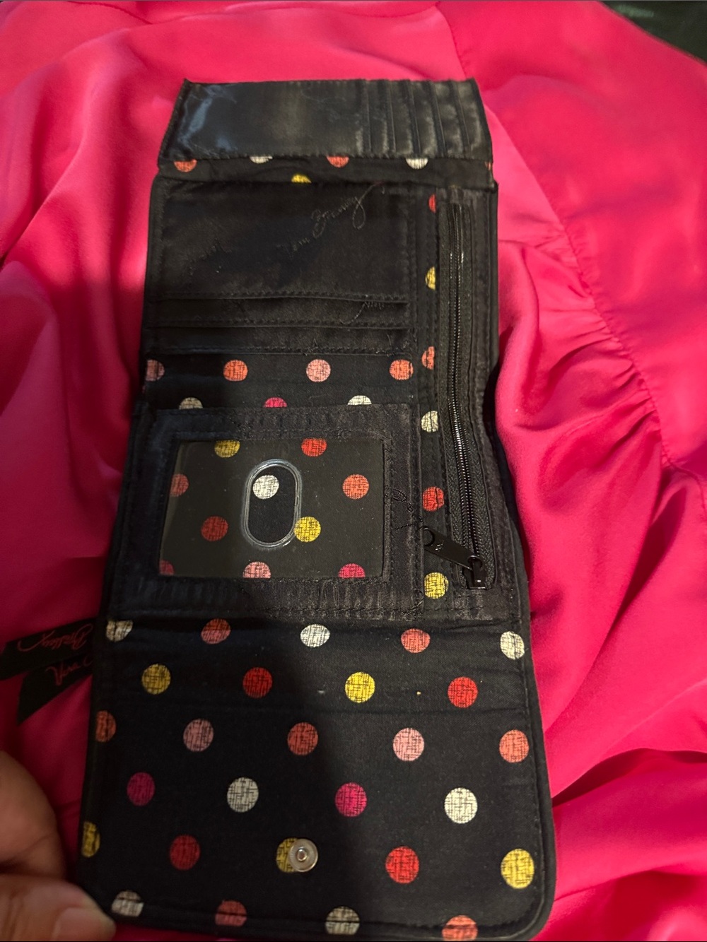 Vera Bradley Quilted Floral Fold-Over Wallet - Black, Yellow, Green, Red - Picture 4 of 8